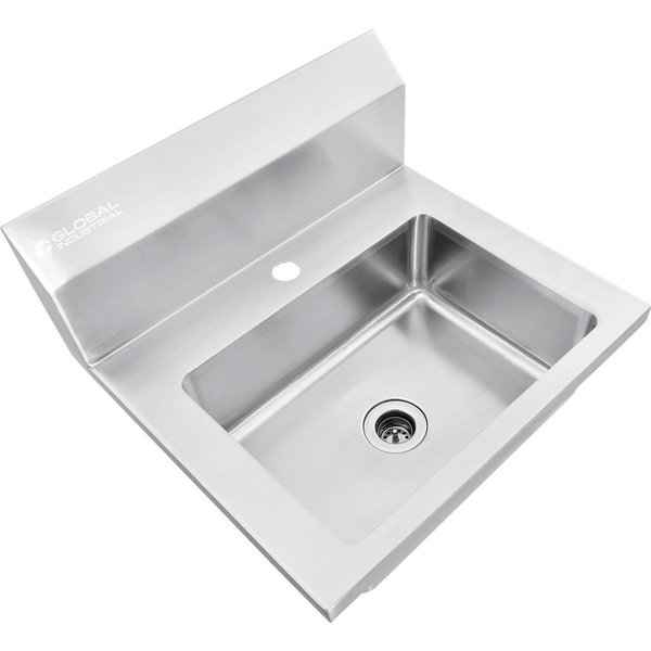 Global Industrial Stainless Steel Wall Mount Hand Sink W/Strainer, 14x10x5 Deep 670455
